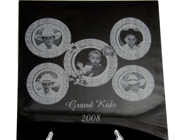 Picture of grandkids on Marble Plaque