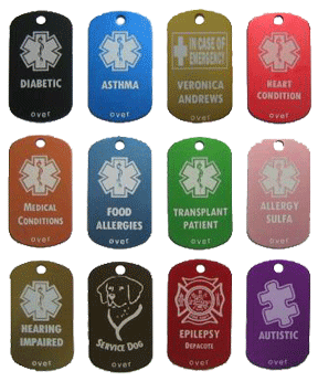 Laser Engraved Medical Alert Dog Tags