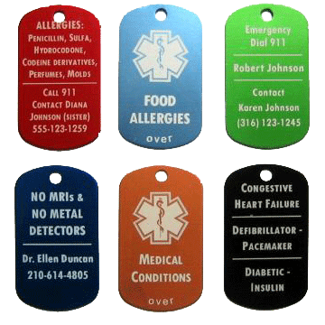 Custom Laser Engraved Medical Alert Dog Tags