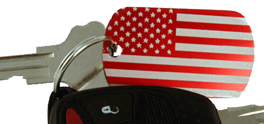 Engraved American Flag Tag on Key Ring